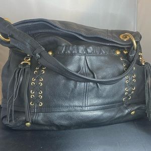 B McKowsky black leather bag
